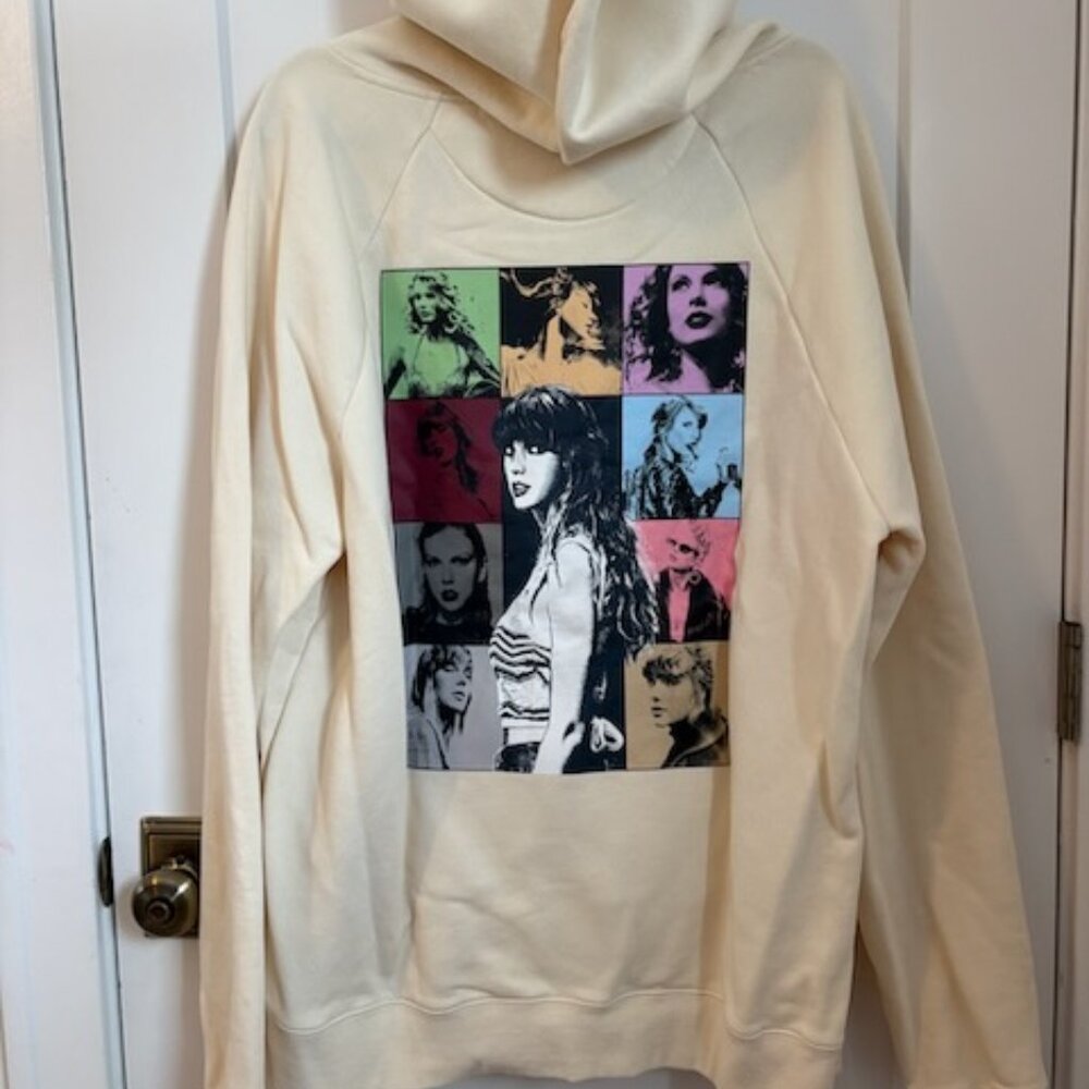 Taylor Swift Official Eras Tour Concert Merch Oversized Hoodie – Cream – Size L